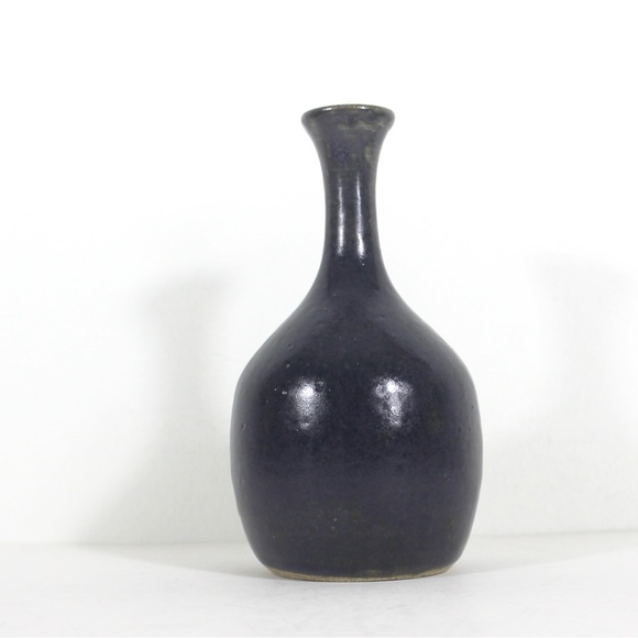 Vintage Signed Studio Pottery Bottle Neck Vase Blue - Picture 3 of 10